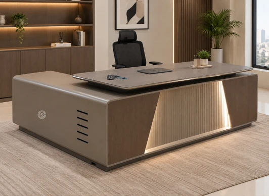 Vista Executive 2.4m Desk (OZ-4602-24) in Neutral European Oak & SD0