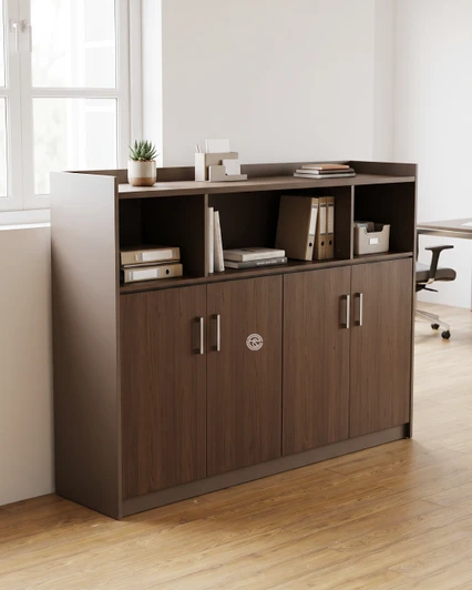 Vista 1.6m Low Cabinet (OZ-4618) in Neutral European Oak & SD0
