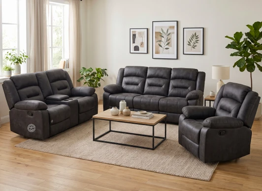 Atlanta 6 Seater Recliner In JS1283D-367 Grey 