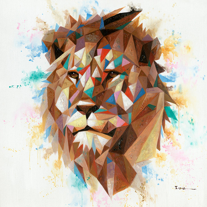 Painting - Lion in Geo Symmetry  (G0254)-(100*100)CM-OUT OF STOCK