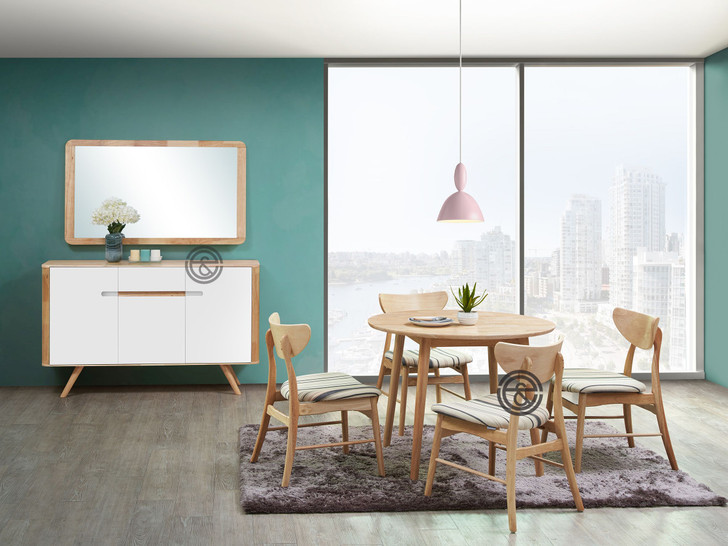 Osaka Round Dining set In Natural Finish
