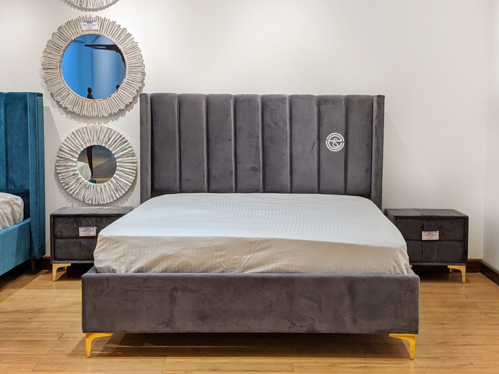 Plana Queen Bed in Dark Grey 