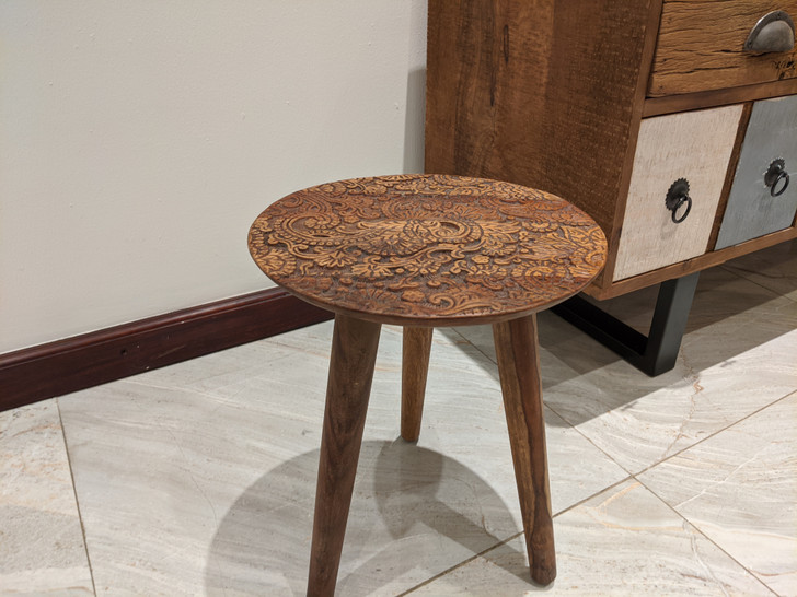 Full Carving Round Side Table 