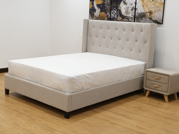 Hugo Queen Size Bed in Beige