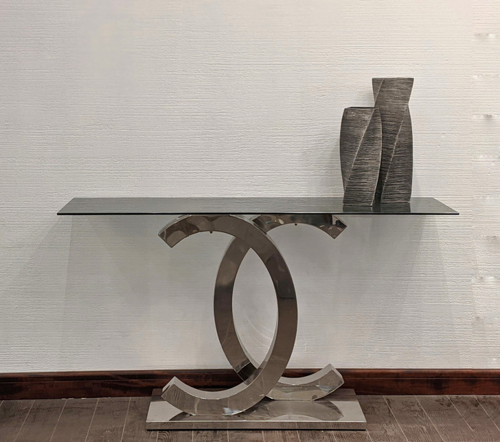 Afinni Glass Top Console Table  