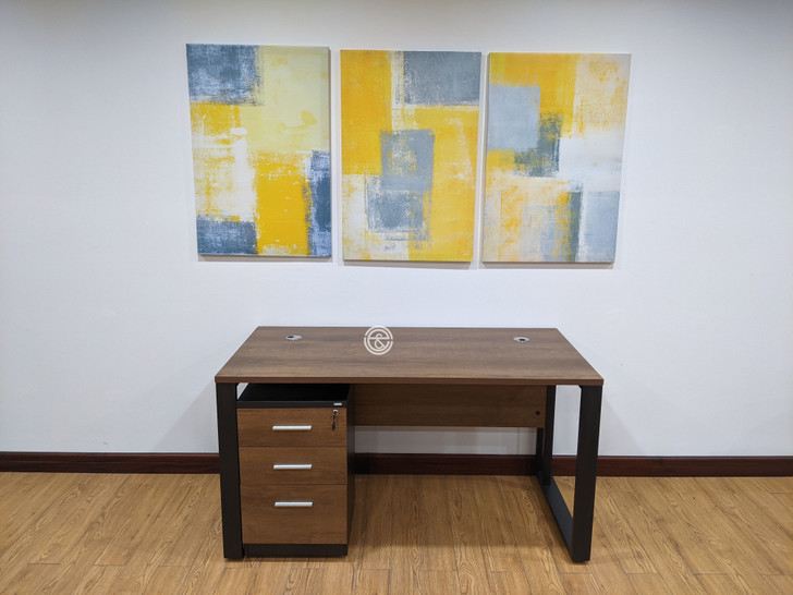 Modern Desk With Mobile Drw. Ped. In Brown Oak