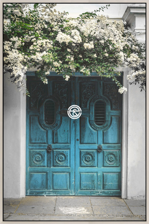 Tempered Glass Wall Art -  Blue Double Doors EC2511-(80X120)CM