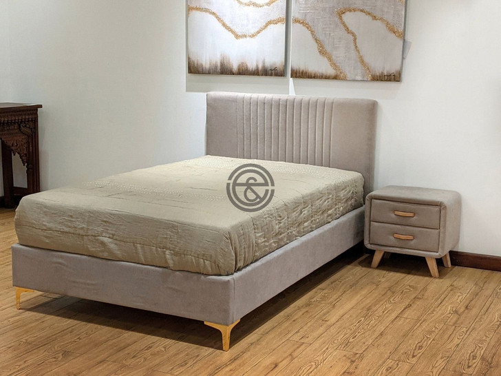 Tavira Double (4FT) Bed In Beige Linen