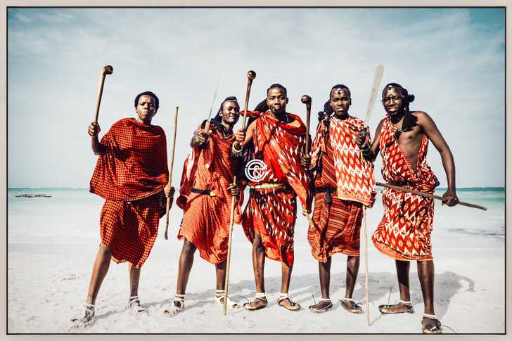 Tempered Glass Wall Art - Group of Maasai's RC1552-(120X80)CM
