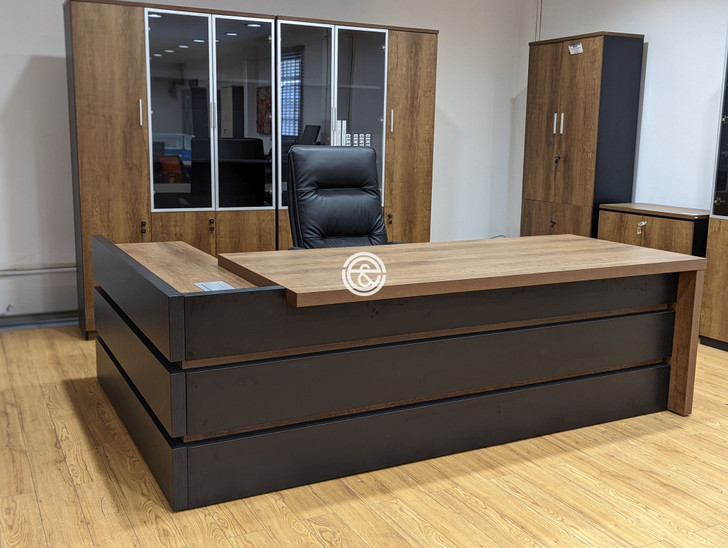 Dorval Managers Desk 2.4m In Brown Oak