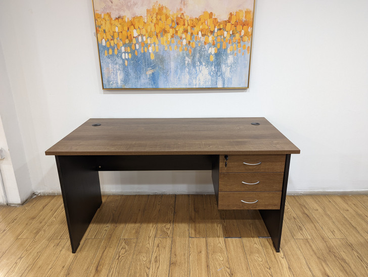 Brooklyn Desk With 3 Drws 1500 X 750 In Brown Oak