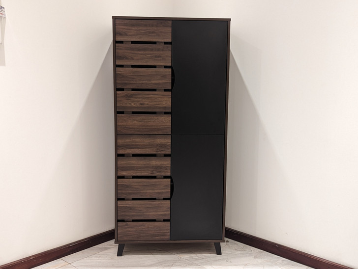 SC55076-Tall 4 Door Shoe Cabinet in Black and Columbia 