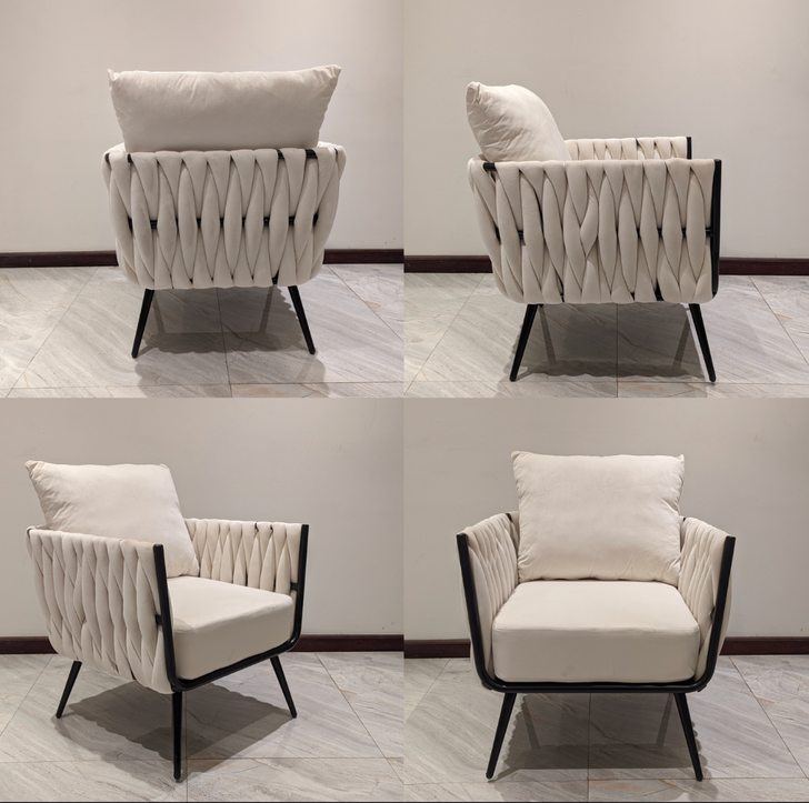 Montera Accent Chair in Beige Velvet 