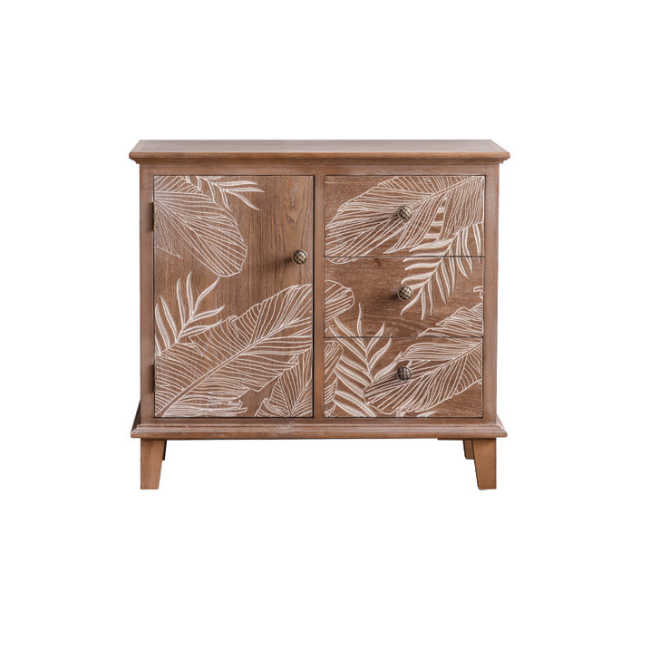 Dara Leaf Imprint Wooden Cabinet A2352-OUT OF STOCK