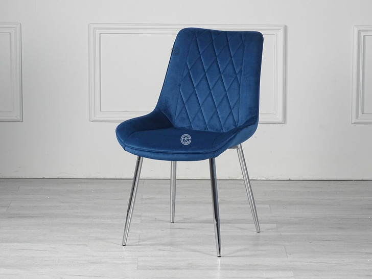 Rene Dining Chair With Chrome Legs In Blue (DC 1819)-OUT OF STOCK