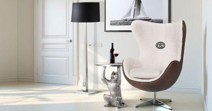 Courchevel Club Chair In Cocobean Brown Leather and Sheep Skin 