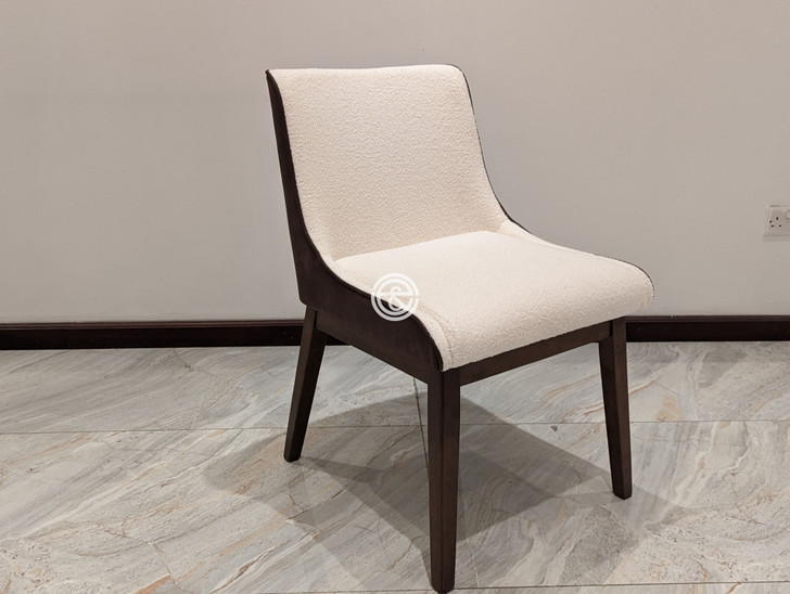 Elicia Dining Chair - D-Chocolate Back & Milky White Boucle Front
