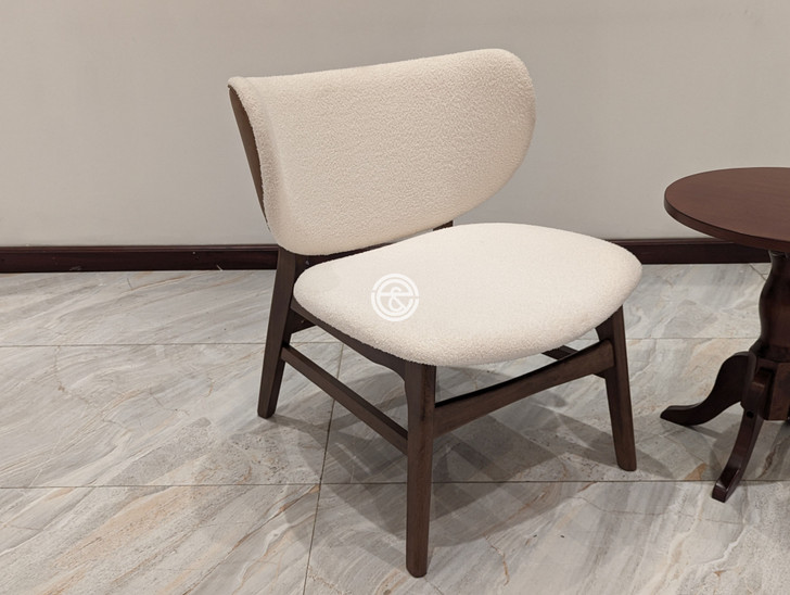 Divo Lounge Chair - Camel Brown Back & Milky White Boucle Front