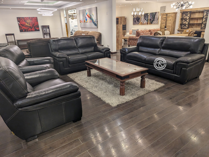 Roma 7 Seater Sofa in Black Leather