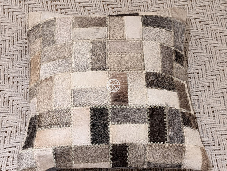 Hair On Leather Brown Cushion -(39X39)CM