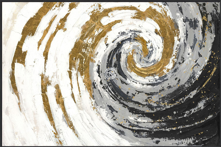 Tempered Glass Wall Art - Swirl Abstract B&G - YAB25521-(120X80)CM