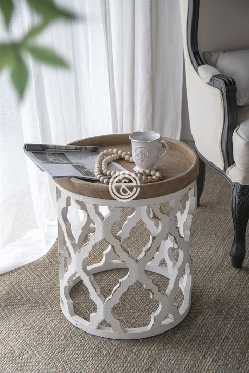 Fleur Distressed Side Table (44523-DS)-OUT OF STOCK