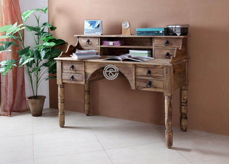 Vintage Writing Desk 8 Drawers in Sheesham 