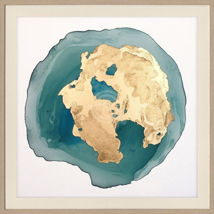 Painting - Blue Gold Round Abstract A  (CDM1822K)(80X80)CM