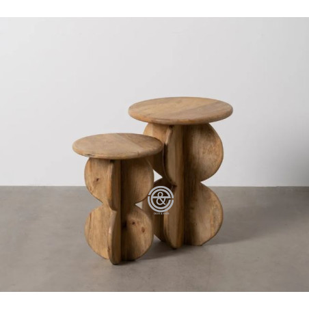 Set of 2 Nadya Side Stools In Natural - Odds & Ends Kenya