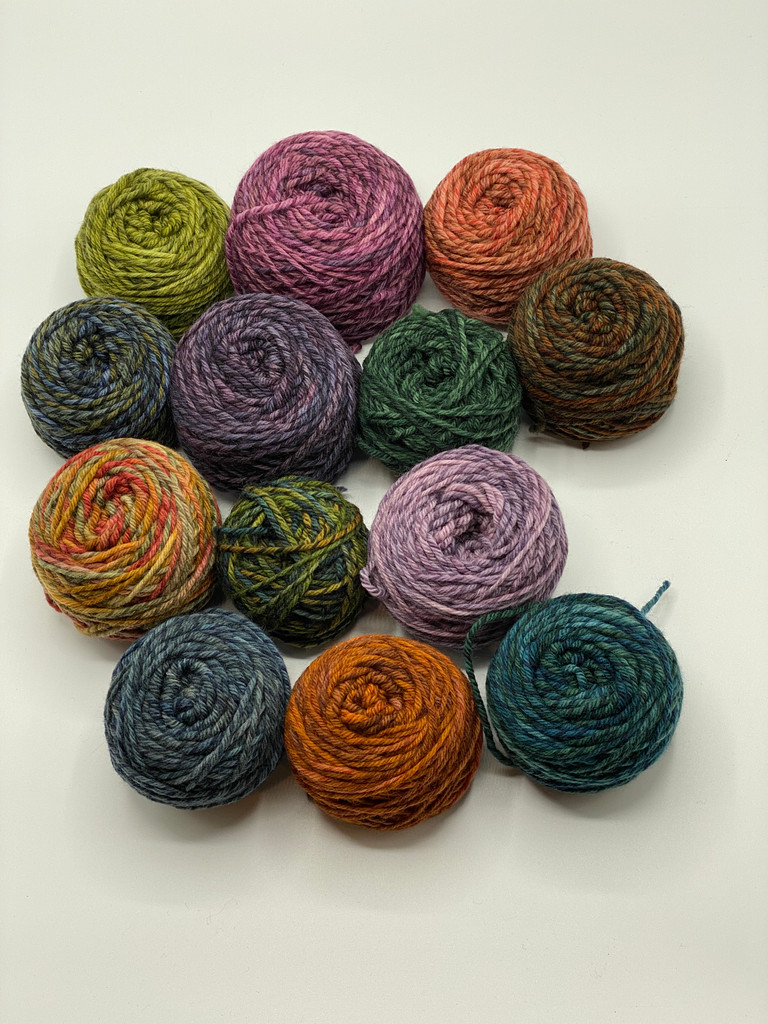Fourth of July yarn for the Painting Bricks Blanket - this batch would look good with a light background