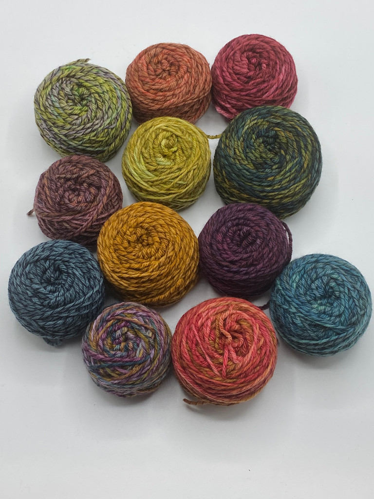 Fourth of July yarn for the Painting Bricks Blanket - this batch would look good with a dark background