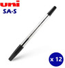 Uni SA-S (FINSASBK) Ballpoint Pen Fine 0.7mm Black - Box of 12 Uniball Rollerball Pen, Uni Ball Pens | It's A Mega Thing