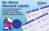 No more wasted labels graphic highlighting improved feed and alignment for fewer misprints