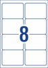 Shipping label layout diagram showing 8 rectangular labels per A4 sheet