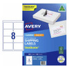 Avery TrueBlock shipping and parcel labels 959006 pack showing 8 labels per sheet and 99.1 x 67.7mm size