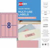 Avery #393040 Multi-Use Salmon Pink Coloured Labels 94x32mm, Laser, Inkjet, Permanent - 80 Labels/10 Sheets | It's A Mega Thing
