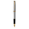 Parker Sonnet Stainless Steel and Gold Trim Fountain Pen Medium Nib