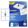 Avery TrueBlock premium shipping labels 959007 pack showing 6 labels per sheet and 99.1 x 93.1mm size