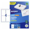 Avery TrueBlock premium shipping labels pack 959030 showing 4 labels per sheet and 99.1 x 139mm size