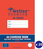 Writer Premium Exercise Book A4 48 Page 9mm Dotted Thirds with Margin Pack 20