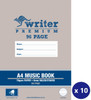Writer Premium Music Book A4 96 Page 8mm Ruled and Staved Bell Pack 10