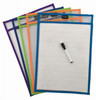 Protext Clear Rewritable Student Pocket A4 Assorted Colour Trim with Marker Pack of 10