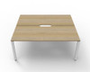 Rapidline 2 Person Workstation Deluxe Infinity Back to Back Profile Leg 1800 x 750mm Natural Oak / White Satin