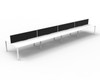 Rapidline Deluxe Infinity Back to Back 8 Person Workstation Profile Leg 1500 x 750mm with Screen Natural White / White Satin