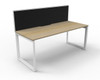Rapidline Deluxe Infinity Single Sided Workstation Loop Leg 1200 x 750mm with Screen Natural Oak / White Satin