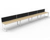 Rapidline #D-ILLSWS4P1275 NO/WS Deluxe Rapid Infinity 4 Person Single Sided Workstation - with Screen Natural Oak/White - Rapidline workstation, rapidline corner workstation, rapidline adjustable workstation | It's A Mega Thing