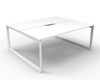 Rapidline Deluxe Infinity Back to Back 2 Person Workstation Loop Leg 1500 x 750mm Natural White / White Satin