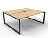 Rapidline Deluxe Infinity Back to Back 2 Person Workstation Loop Leg 1800 x 750mm Natural Oak / Black Satin