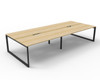 Rapidline Deluxe Infinity Back to Back 4 Person Workstation Loop Leg 1200 x 750mm Natural Oak / Black Satin