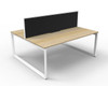 Rapidline Deluxe Infinity Back to Back 2 Person Workstation Loop Leg 1500 x 750mm with Screen Natural Oak / White Satin